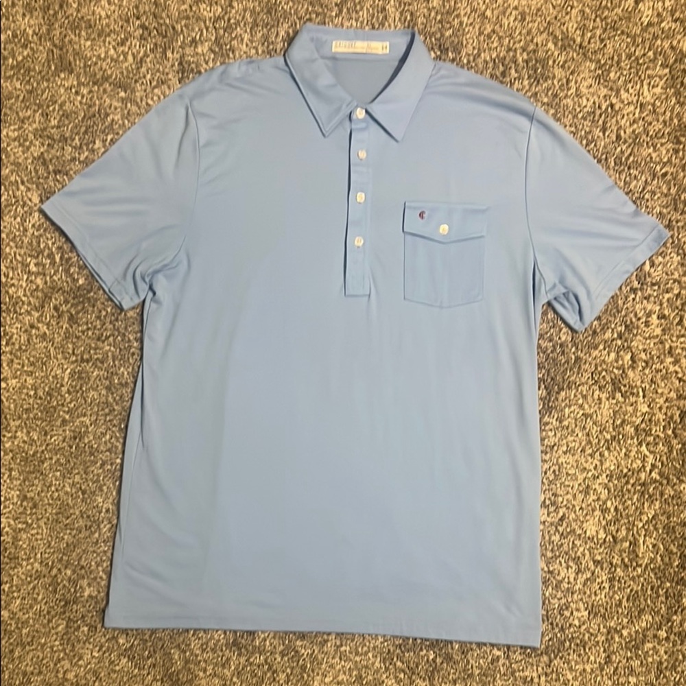 Criquet Blue Polo Shirt with Traditional Collar and Short Sleeves
